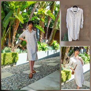4our dreamers jenna linen shirt dress natural
